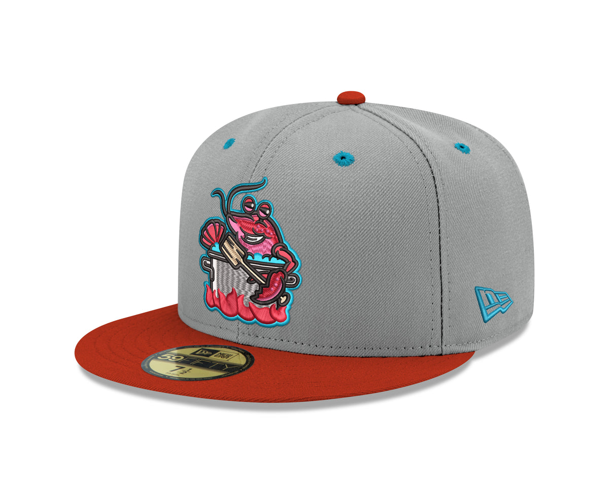 Biloxi Shuckers New Era On-Field 59Fifty Biloxi Mudbugs Gray/Red Cap