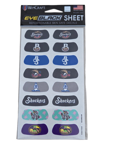 Shuckers Eye Black Stickers in your favorite Shuckers Logos