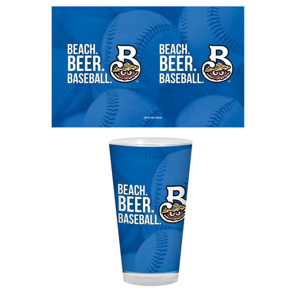 Beach Beer & Baseball Pint Glass 16 oz.